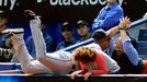 Tak takhle může taktéž vypadat baseball. Jose Lopez ze Seattle Mariners během zápasu s Toronto Blue Jays v nejlidnatějším městě Kanady.