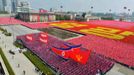 A general view shows a parade marking the 1948 establishment of North Korea, in Pyongyang in this photo taken by Kyodo September 9, 2013.