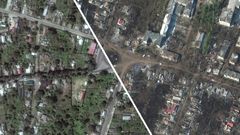 Letecké snímky ukrajinských měst před a po invazi