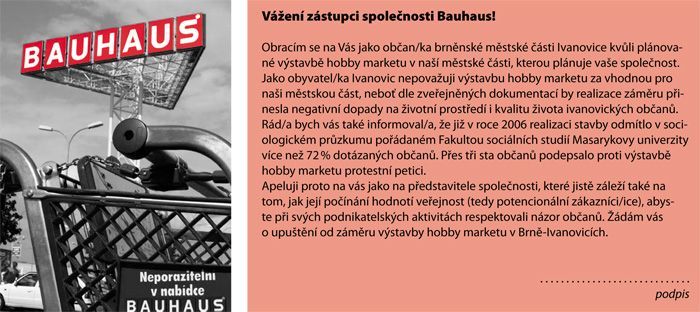 Pohlednice proti Bauhausu v Ivanovicích