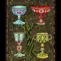 Tarot, 4 poháry, žena
