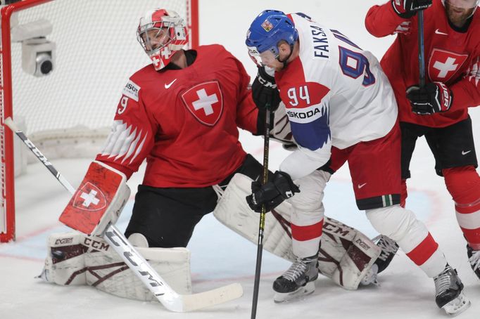 Robert Mayer a Radek Faksa v zápase Česko - Švýcarsko na MS 2019