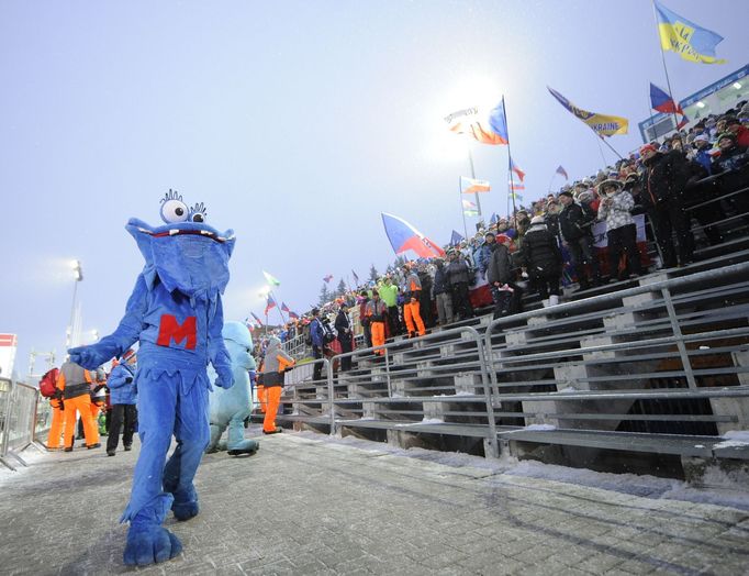 Maskot na sprintu SP v Novém Městě na Moravě 2018.