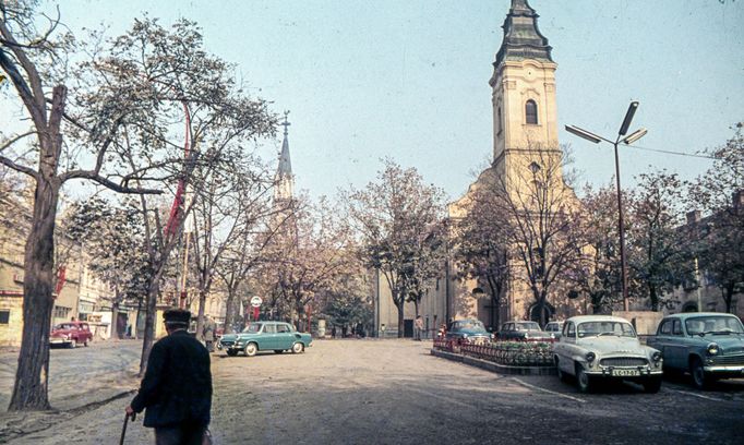 Záběr z města Lučenec. Rok 1966