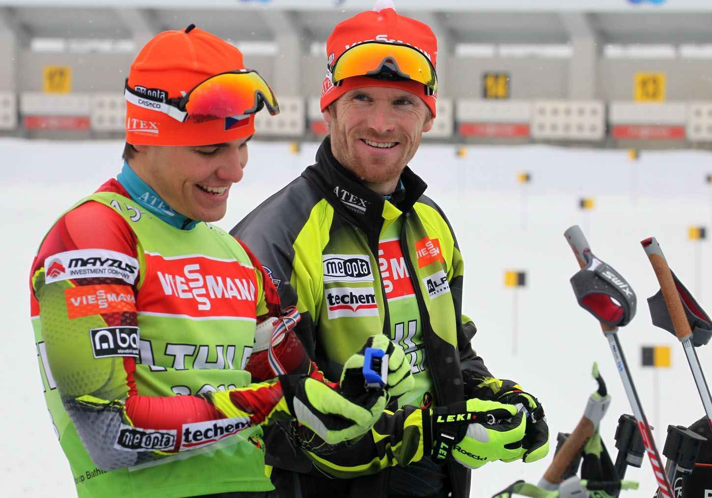 MS biatlonu 2013, český trénink: Zdeněk Vítek a  Michal Šlesingr