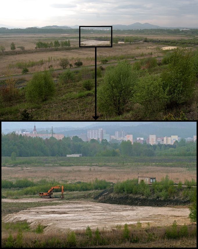 Nové odkaliště leží na ploše bývalého jezera. Jednou tu z toho možná bude kopec, kam se bude chodit na houby..