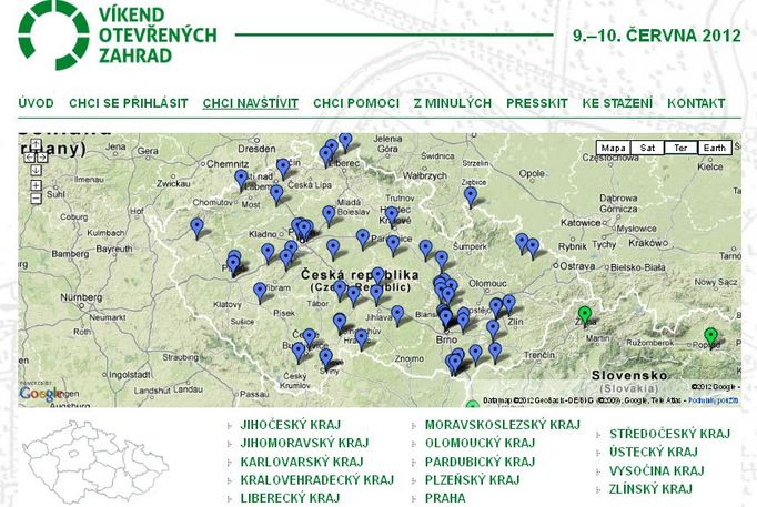 Těsně před uzávěrkou se ještě do akce „ Víkend otevřených zahrad 2012 “ přihlásily ještě trojice následujících zahrad. Bližší informace k nim můžete naleznout kliknutím na níže uvedené odkazy:  Arboretum Šmelcovna  Přírodní zahrada U medláneckého rybníka (Brno) Včelařské arboretum Kratiny Včelařské arboretum Kratiny