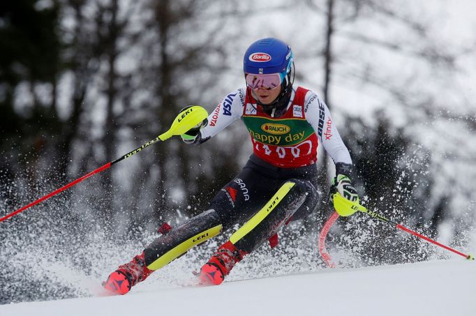 Mikaela Shiffrinová ve slalomu SP v Mariboru.