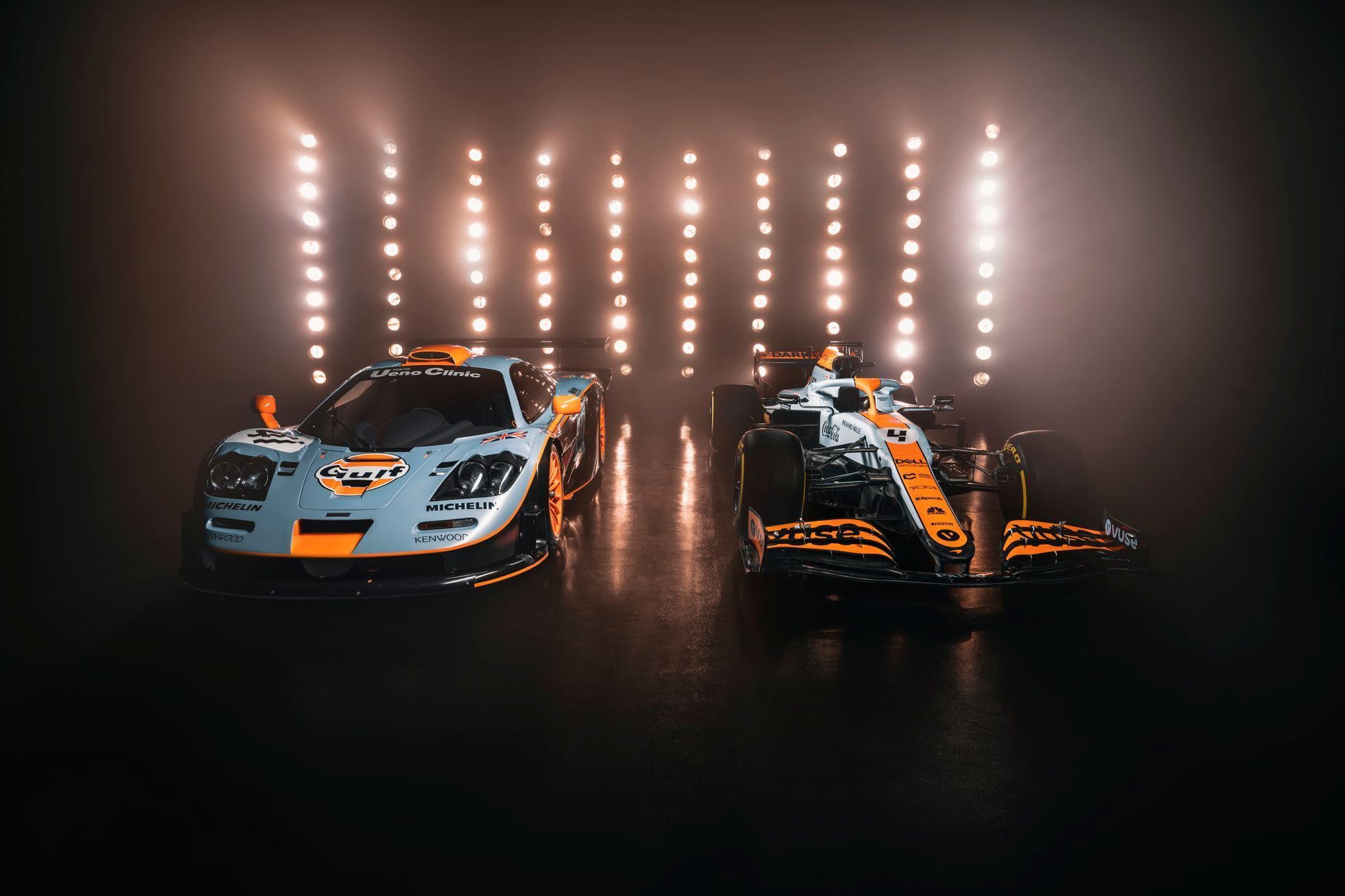 McLaren F1 GTR a McLaren v barvách Gulf pro VC Monaka F1 2021