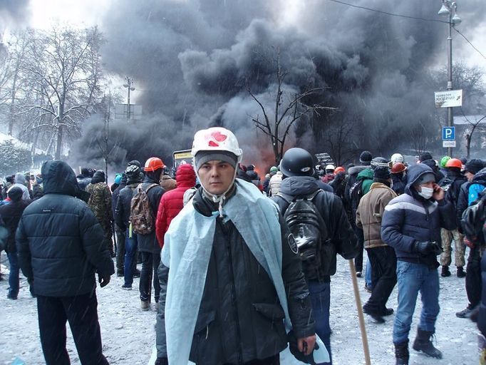 Šavkat Muchammad na kyjevském Majdanu.