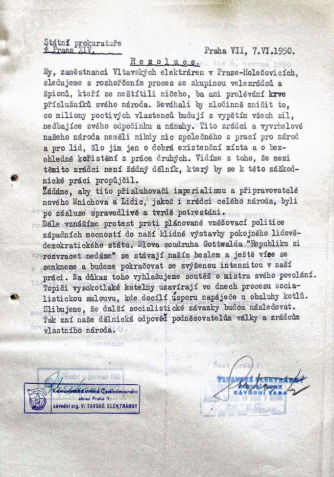 Před 70 lety, 31. května 1950, začal v Praze vykonstruovaný proces s Miladou Horákovou .