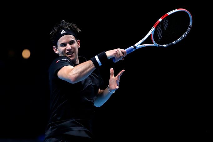 Dominic Thiem v zápase s Rafaelem Nadalem na Turnaji mistrů 2020