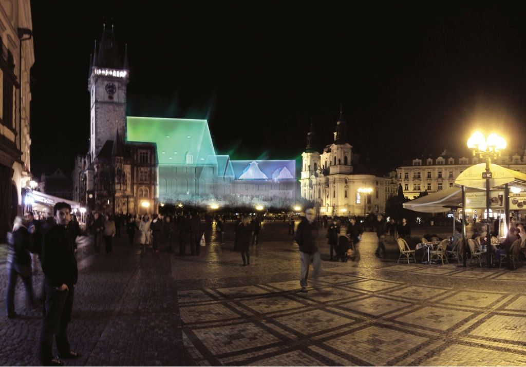 Staroměstské náměstí, hologram, pohled