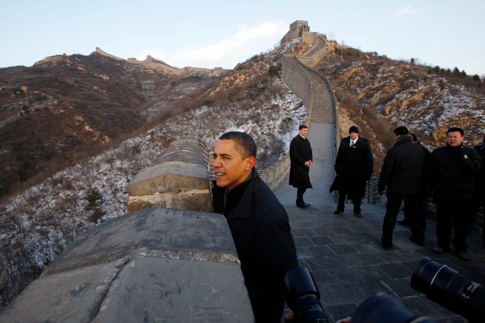 Barack Obama na Velké čínské zdi