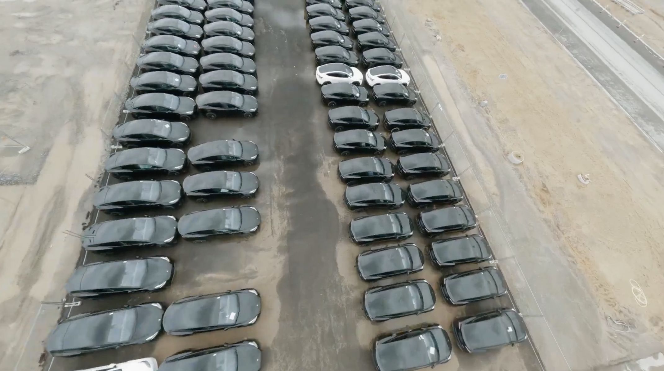 Take a look at the Tesla factory near Berlin.  The drone also flew past the unique machines