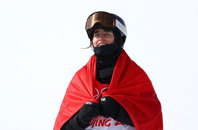 2022 Beijing Olympics - Freestyle Skiing - Women's Freeski Slopestyle - Final - Genting Snow Park, Zhangjiakou, China - February 15, 2022. Gold medallist Mathilde Gremaud