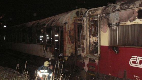 Požár lokomotivy u Pňovan