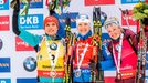 SP Ruhpolding, stíhačka Ž: Gabriela Koukalová, Kaisa Mäkäräinenová a Marie Dorinová Habertová