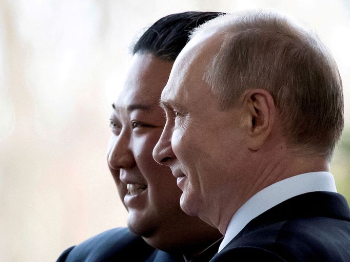 Kim Čong-un a Vladimir Putin v roce 2019.
