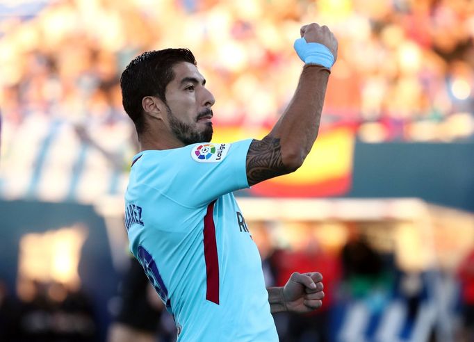 Luis Suárez slaví gól do sítě Leganes.