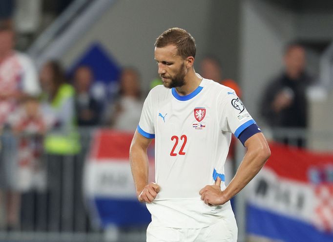 Tomáš Souček v utkání kvalifikace MS 2026 Chorvatsko - Česko