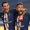 Ángel di María a Neymar slaví gól v semifinále LM Lipsko - Paris St. Germain