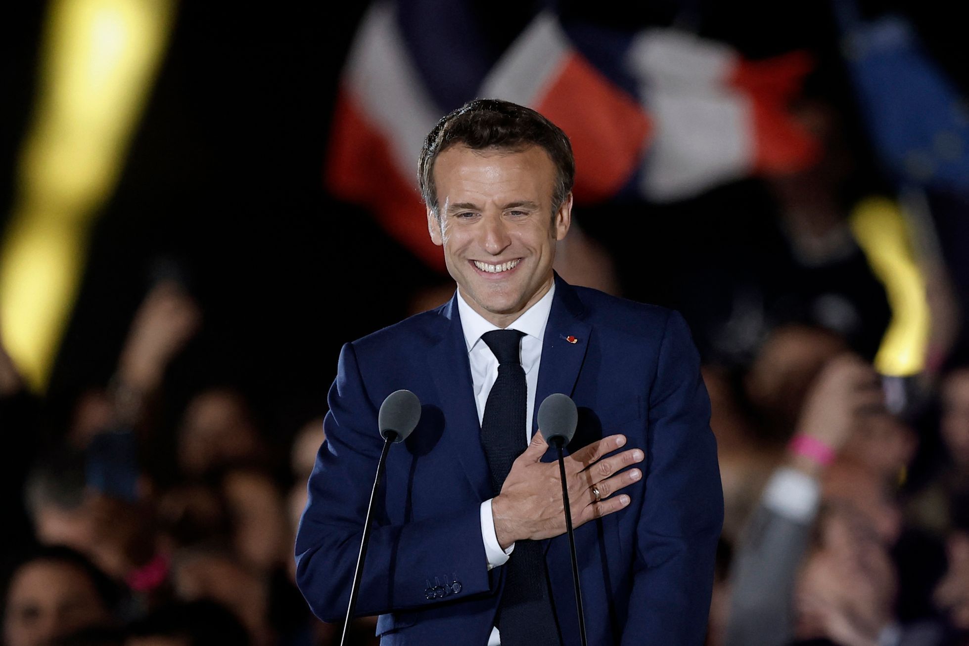 Emmanuel Macron po znovuzvolení prezidentem.