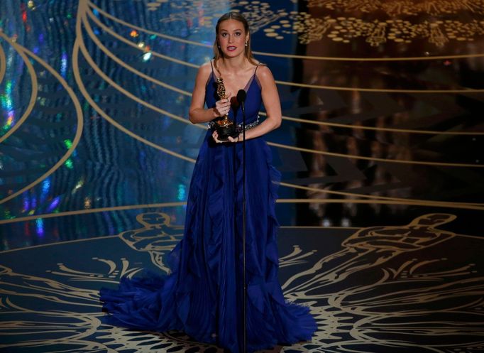 Brie Larson accepts the Oscar for Best Actress for her role in &quot;Room&quot; at the 88th Academy Awards in Hollywood