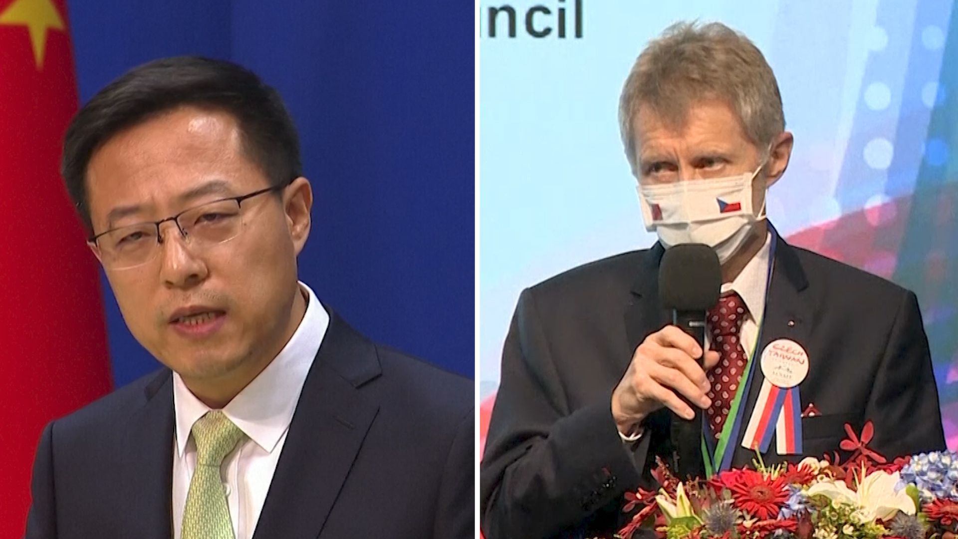 Mluvčí čínského ministra zahraničí a Miloš Vystrčil.