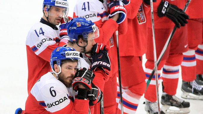 Česká hokejová reprezentace po čtvrtfinálovém vyřazení na posledním mistrovství světa.