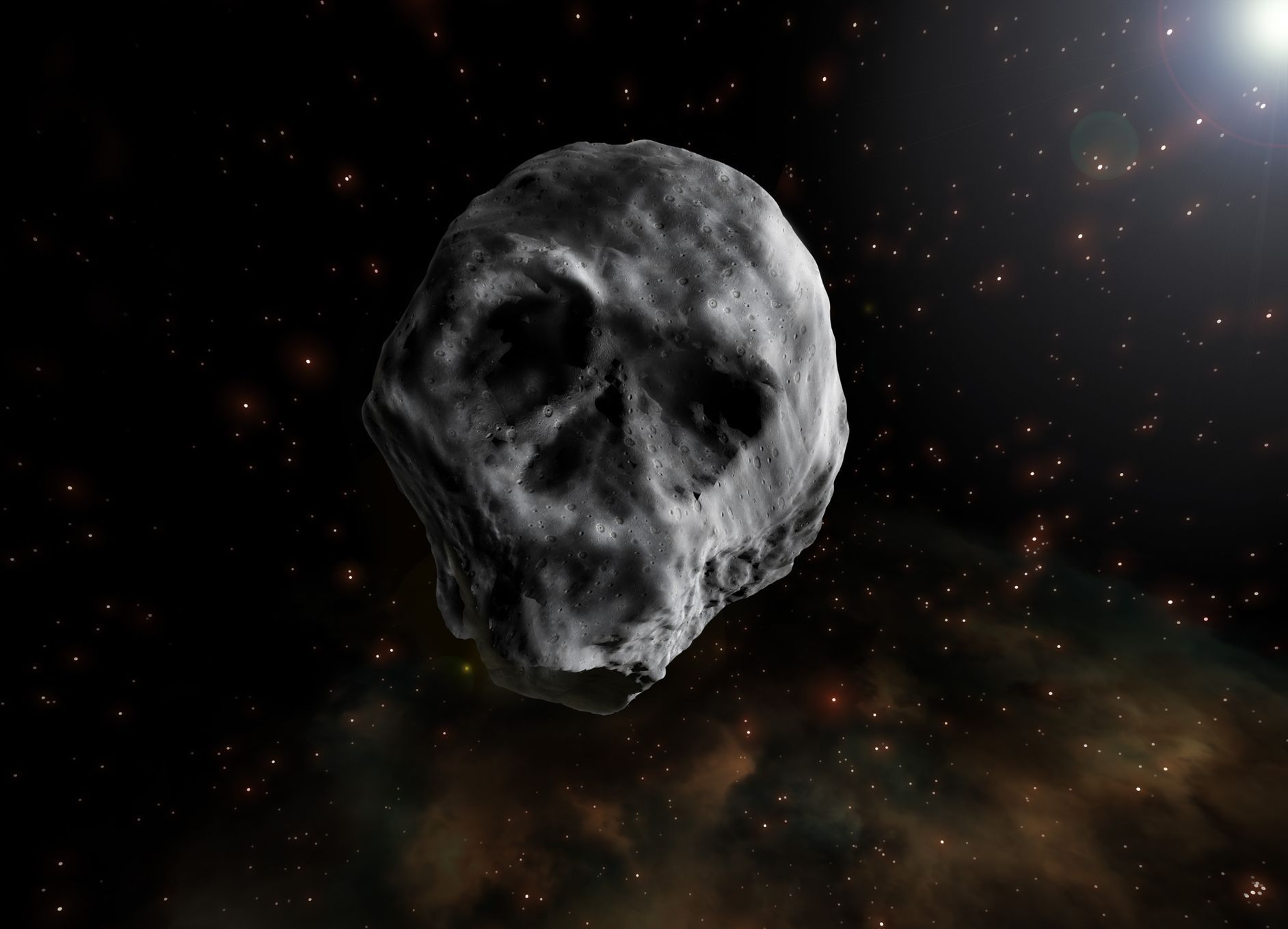 Asteroid ve tvaru lebky