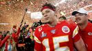 Patrick Mahome slaví triumf Kansas City Chiefs ve finále Super Bowlu LIV