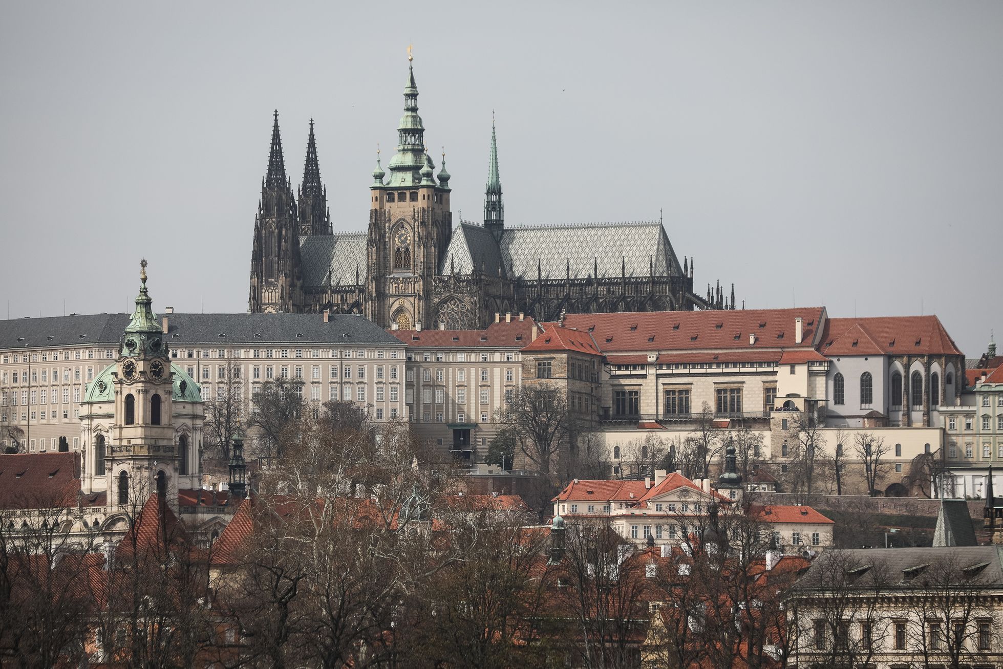 Pražský hrad, panorama, nábřeží, Praha, 2. 4. 2019