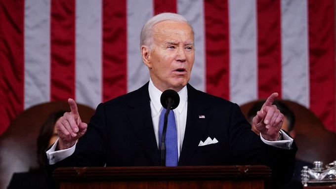 Americký prezident Joe Biden přednáší své třetí poselství o stavu unie (7. 3. 2024).