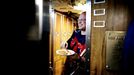 April 24, 2011 - Cape Canaveral, Florida, U.S. - -- Cape Canaveral, Fla. -- Lieutenant Commander Darrell Brown, of Cherry Valley, California, eats dinner aboard the USS Annapolis (SSN 760), a S6G nuclear reactor powered fast attack submarine, sailing from Cape Canaveral on Sunday. The USS Annapolis measures 362 ft. in length and 33 ft. at the beam, a diving depth of over 400 ft., 27+ mph, 12 vertical launch missile tubes, 4 torpedo tubes, and a crew of 130 enlisted submariners. The submarine was commissioned April 11, 1992 with its homeport in Groton, Connecticut. USS Annapolis sailed to the 21st Anniversary of Fleet Week at Port Everglades, Fort Lauderdale. (Credit Image: © Gary Coronado/The Palm Beach Post