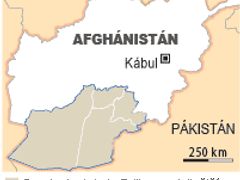 Mapa ukazuje šedou barvou regiony, kde je Taliban nejsilnější.