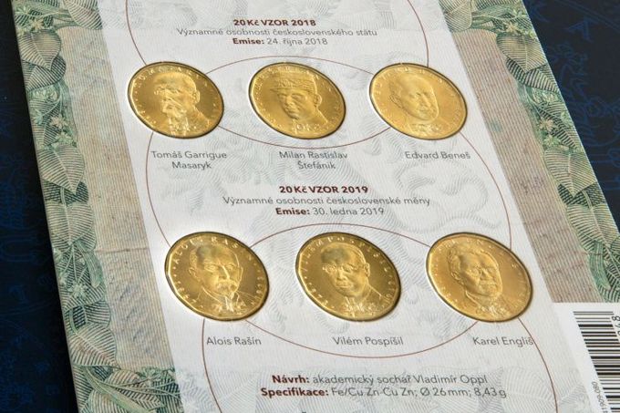 Sada oběžných dvacetikorun ke 100. výročí československého státu a měny.