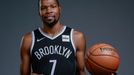 Sep 27, 2019; Brooklyn, NY, USA;  Brooklyn Nets forward Kevin Durant (7) poses for a portrait during media day at HSS Training Center. Mandatory Credit: Nicole Sweet-USA