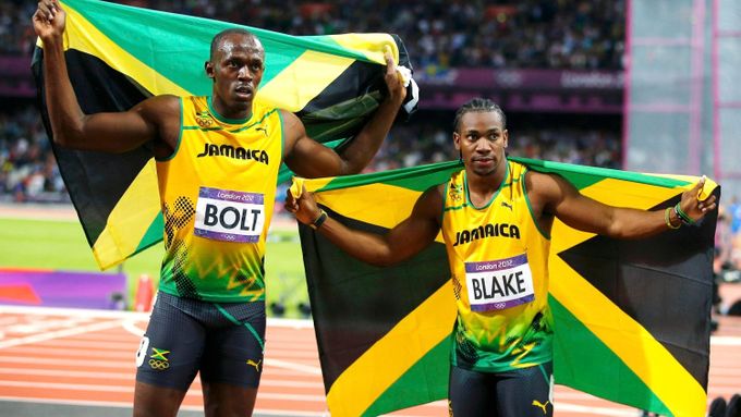 Usain Bolt a Yohan Blake.