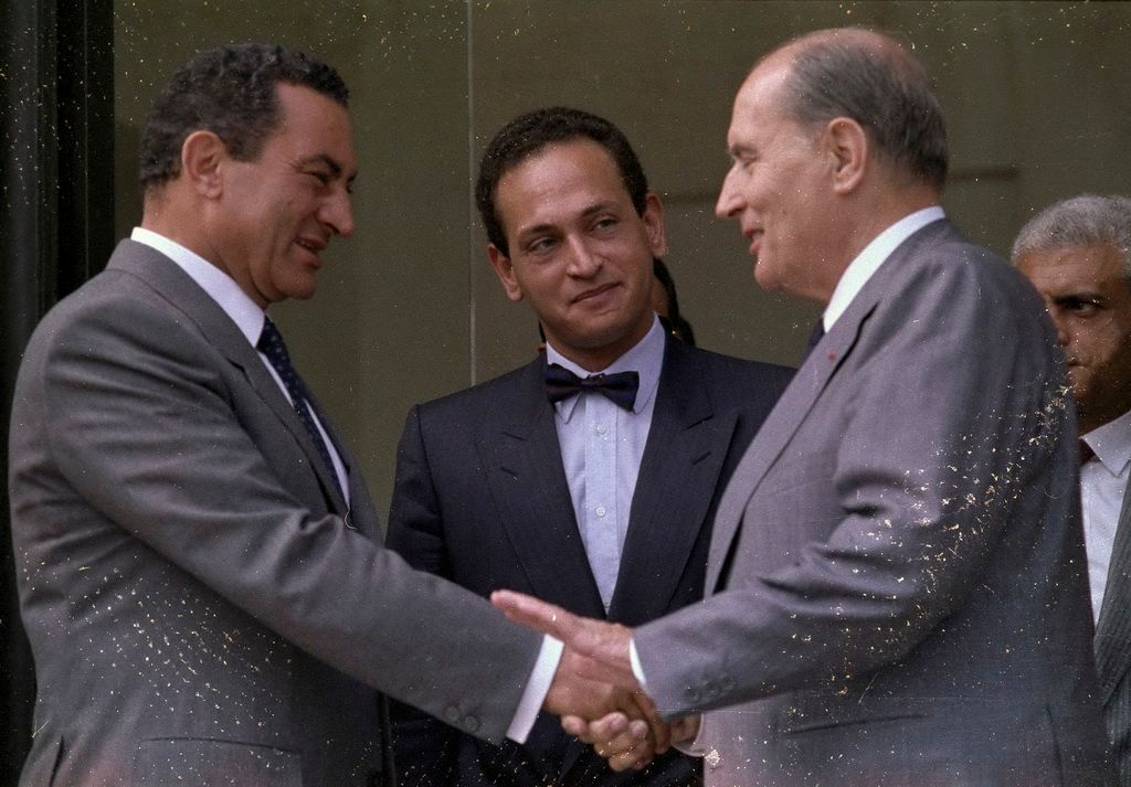 Husní Mubarak a Francois Mitterrand