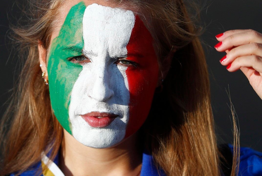 Italská fanynka před finále ME 2020 Itálie - Anglie