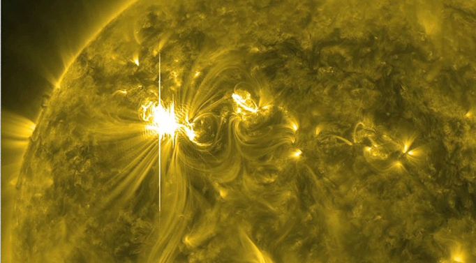 X5.4 Solar Flare This image is from the March 6, 2012 X5.4 flare, captured by the Solar Dynamics Observatory (SDO) in the 171 Angstrom wavelength. Credit: NASA/SDO/AIA › Link to associated news item