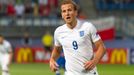 Kanonýr Harry Kane v dresu anglické reprezentace na ME U21 v Olomouci 2015.