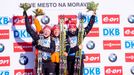 Biatlon, SP NMNM,sprint Ž: Franziska Hildebrandová, Laura Dahlmeierová a Veronika Vítková