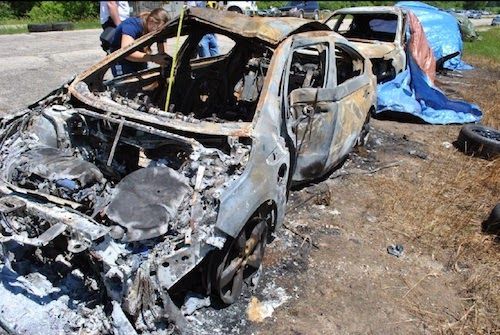 Chevrolet Volt prototyp požár po crashtestu