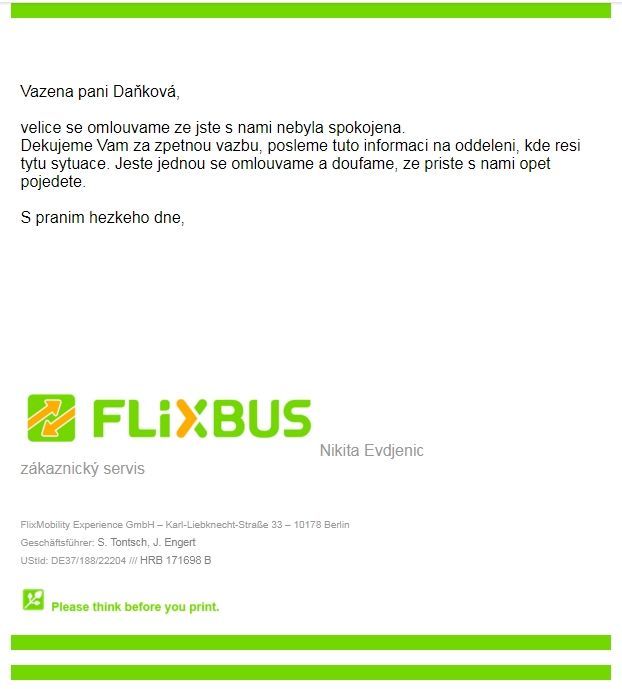 E-mail od FlixBusu