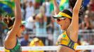 Barbara Seixas Figueiredo (BRA) of Brazil and Agatha Bednarczuk (BRA) of Brazil compete.