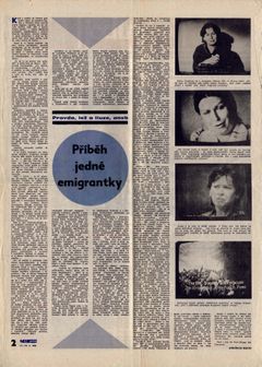 Komunistická propaganda nepřestala vést diskreditační kampaň proti Zdeně Tominové ani léta po jejím odchodu do emigrace. Týdeník Průboj, 14. 4. 1984.