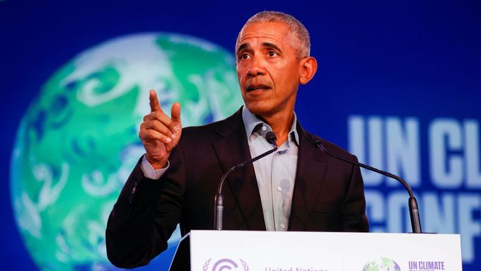Americký exprezident Barack Obama na klimatické konferenci v Glasgow.