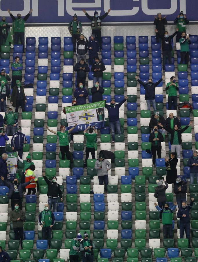 Soccer Football - Euro 2020 Playoff Final - Northern Ireland v Slovakia - Windsor Park, Belfast, Northern Ireland, Britain - November 12, 2020 Northern Ireland fans insid